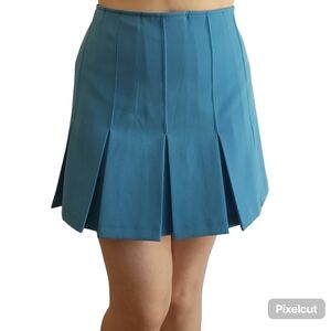 Light Blue Pleated Mini Skirt Schoolcore Retro Vibes Size S Made in Italy